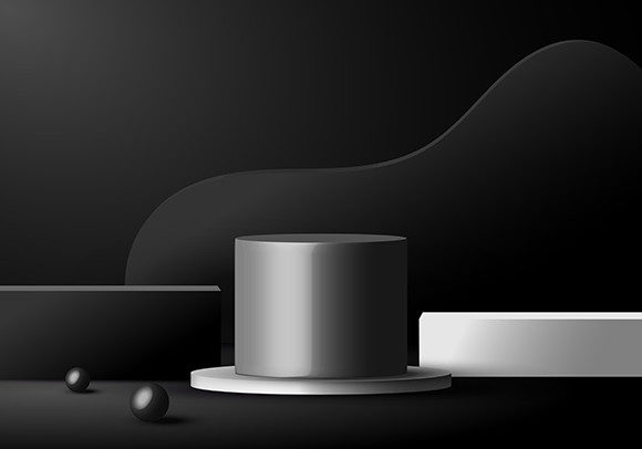 3D Black and White Podiums Geometric: Where Minimalism Meets Impact