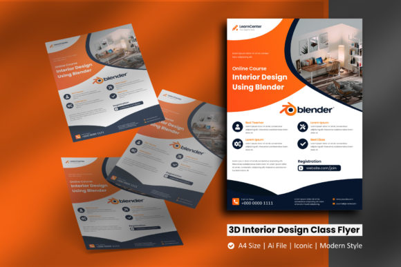 3D Blender Online Class Flyer Template