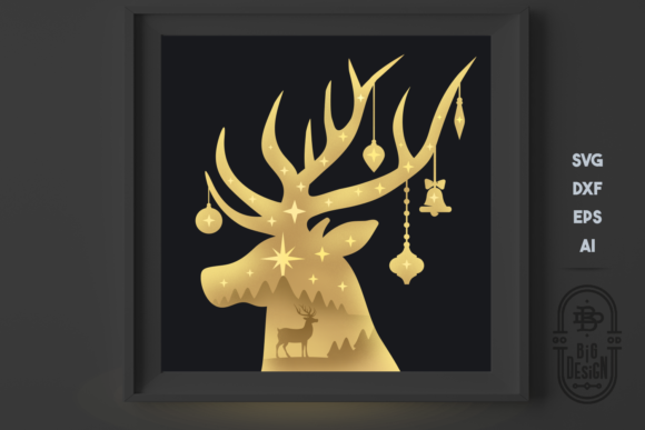 3D Christmas Reindeer Shadow Box