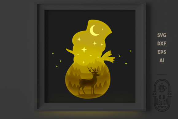 3D Christmas Shadow Box 3D Snowman