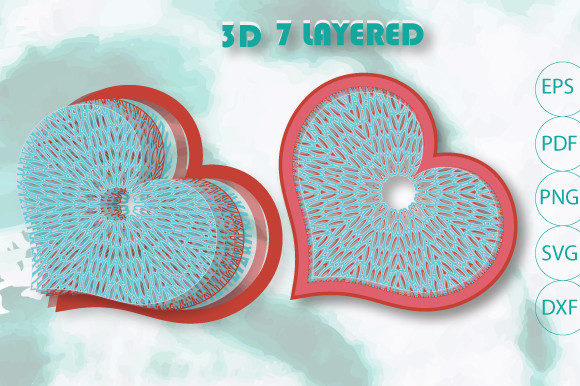 3D Heart Love Sign Layer Mandala SVG40