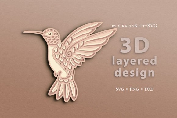 3D Layered Hummingbird SVG Cut File