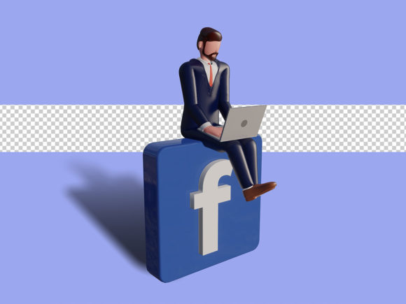 3D Male Character is Typing on Laptop