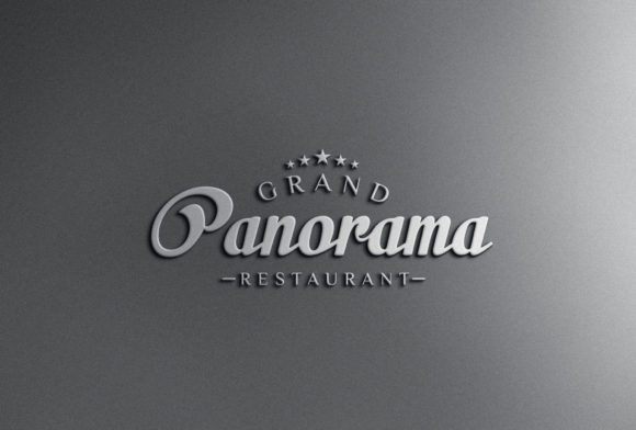 3D Metallic Logo Mockup on Gray Wall