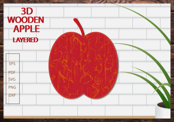 3D Moms Decorative Wooden Apple SVG 3