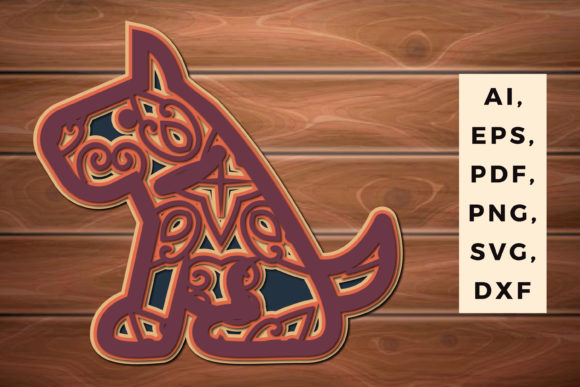 3D Multi Layer Paper Cut Dog Decor SVG