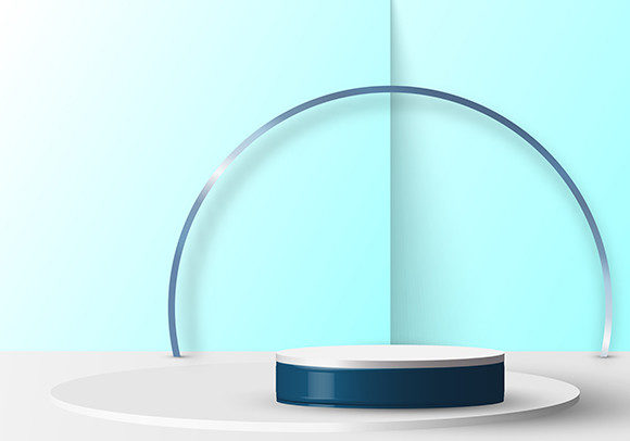 3D Round Pedestal Mockup Blue Backdrop