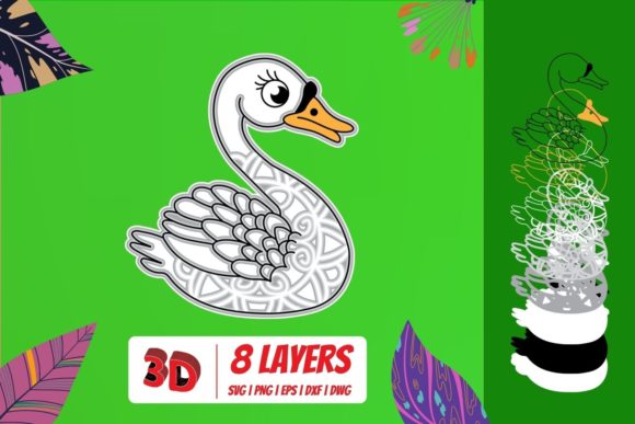 3D Swan SVG Cut File for Creative Projects