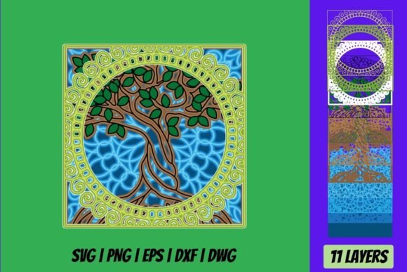 3D Tree of Life 2 Layered SVG Cut File