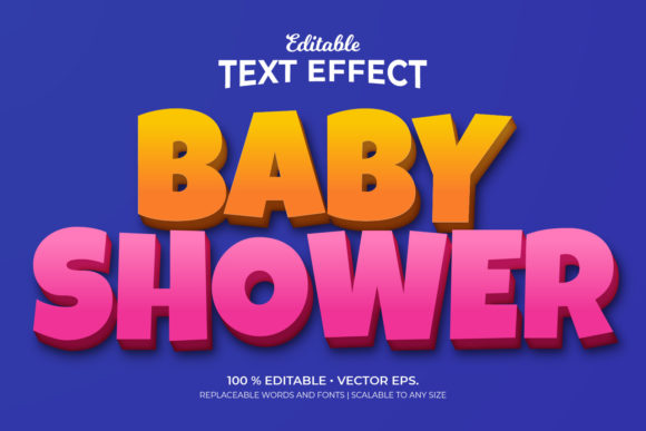 Baby Shower 3D Editable Text Effects