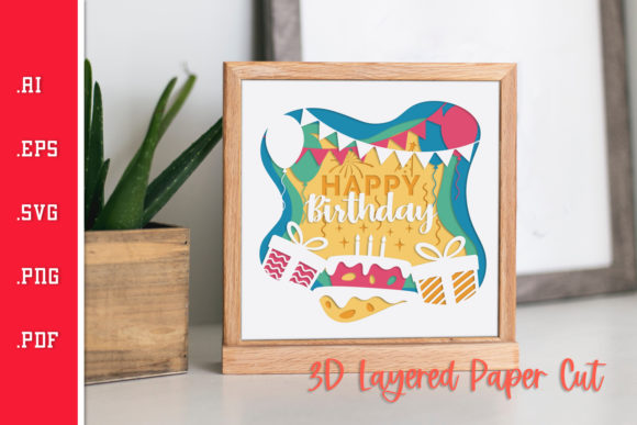 Birthday Vibes - 3D Layered Papercut SVG