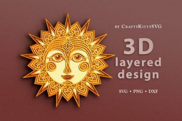 Boho Sun 3D Layered SVG Cut File: A Versatile Design Asset for Crafters and Creators