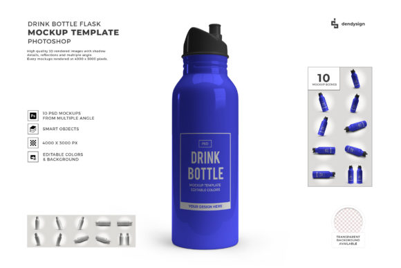 Bottle Flask 3D Mockup Template Bundle
