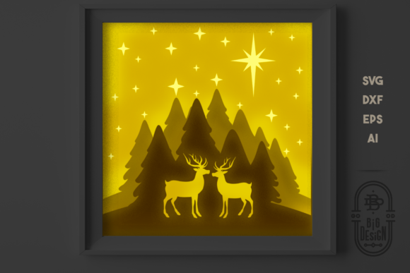 Bring Magic to Your Designs with a 3D Winter Scene with Reindeers SVG