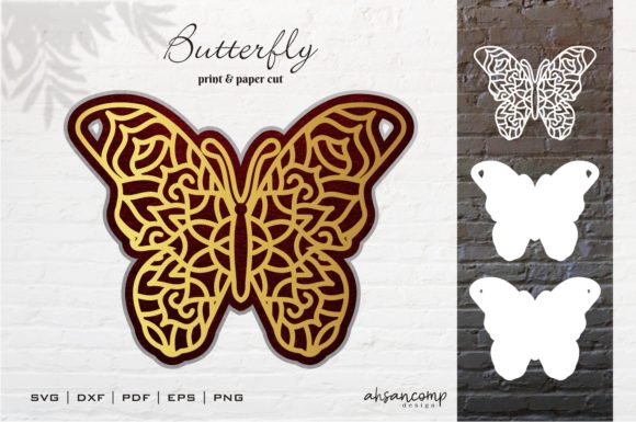 Butterfly Vector Mandala SVG 3D Layered