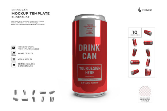 Drink Can 3D Mockup Template Bundle
