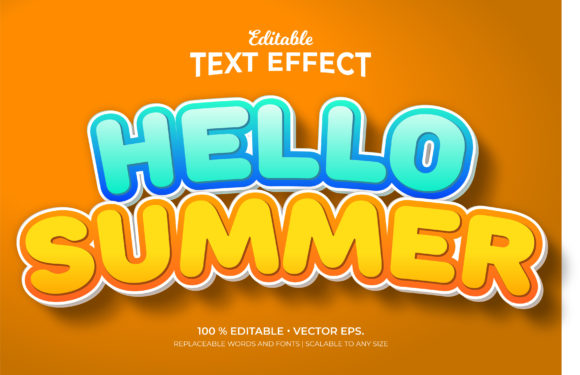 Hello Summer 3D Editable Text Effects