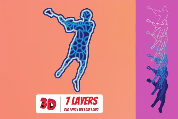 Lacrosse Player 3D Layered SVG Cut File