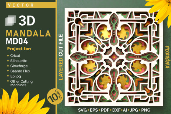 Mandala MD04 3D Layered SVG Cut File: A Versatile Design Asset for Precision Crafting and Visual Communication
