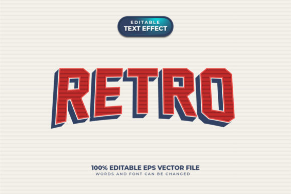 Retro 3D Text Effect, Editable Text